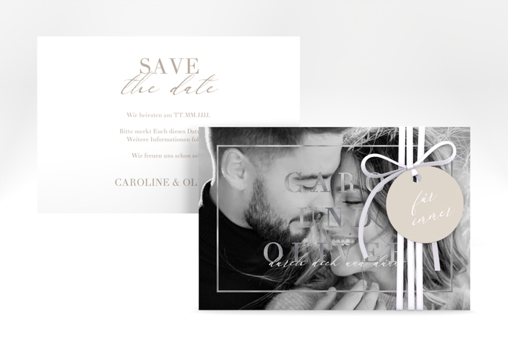 Save the Date-Karte "Moment" DIN A6 quer silber