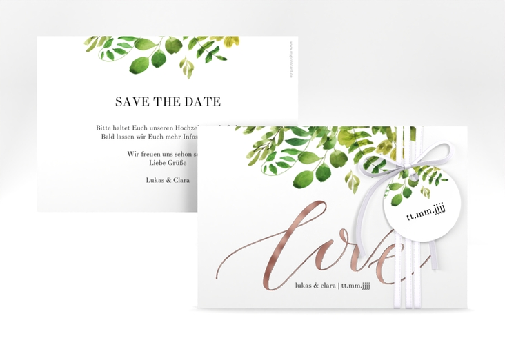 Save the Date-Karte Botany A6 Karte quer rosegold
