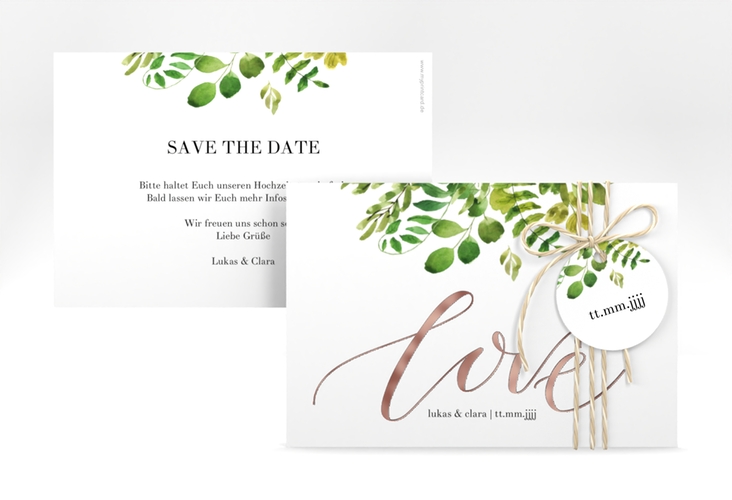 Save the Date-Karte Botany A6 Karte quer rosegold
