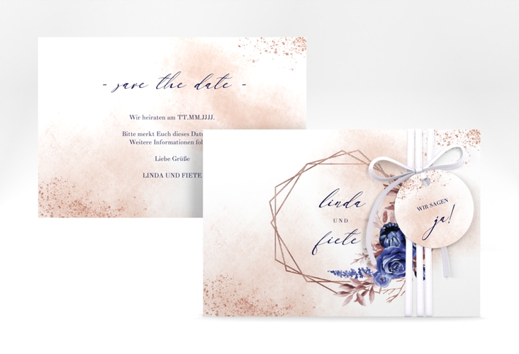 Save the Date-Karte Saphir A6 Karte quer rosegold