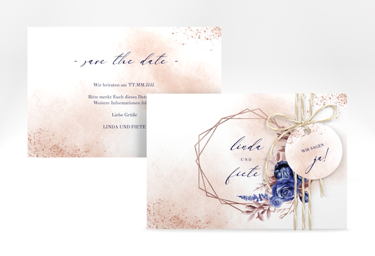 Save the Date-Karte Saphir A6 Karte quer rosegold