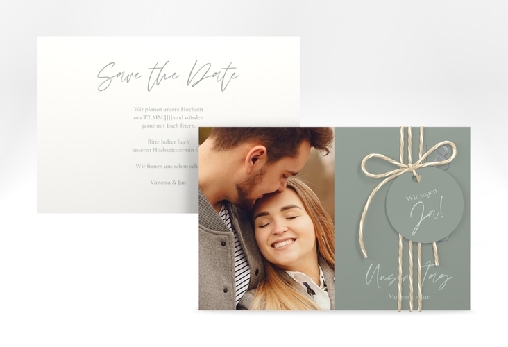 Save the Date-Karte Day A6 Karte quer silber mit Datum im minimalistischen Design