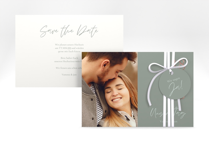 Save the Date-Karte Day A6 Karte quer rosegold mit Datum im minimalistischen Design