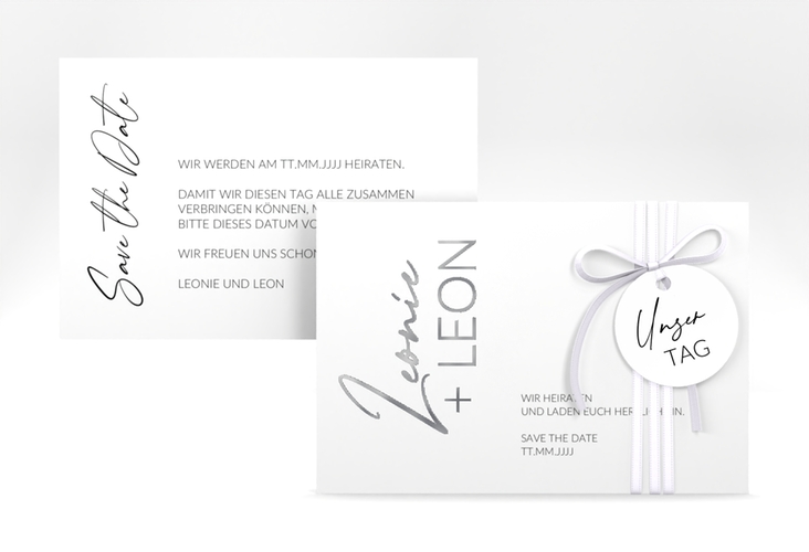 Save the Date-Karte Your Name A6 Karte quer silber