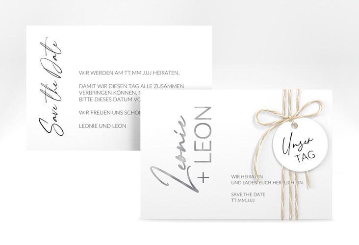 Save the Date-Karte Your Name A6 Karte quer silber