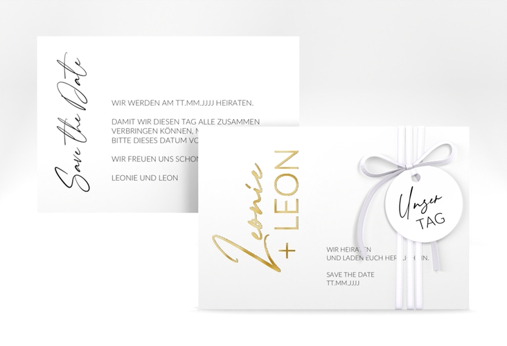 Save the Date-Karte Your Name A6 Karte quer gold