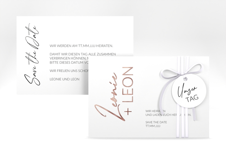 Save the Date-Karte Your Name A6 Karte quer rosegold