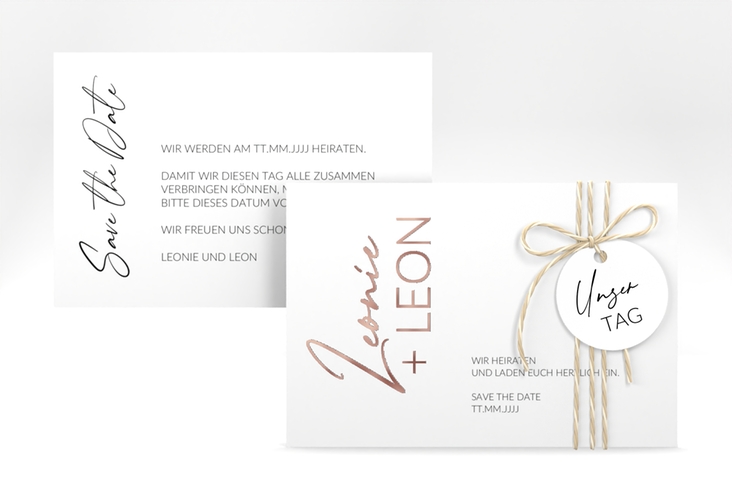 Save the Date-Karte Your Name A6 Karte quer rosegold