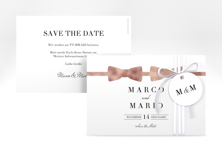 Save the Date-Karte Suits A6 Karte quer rosegold