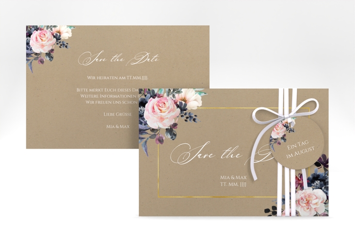 Save the Date-Karte Abendlicht A6 Karte quer gold