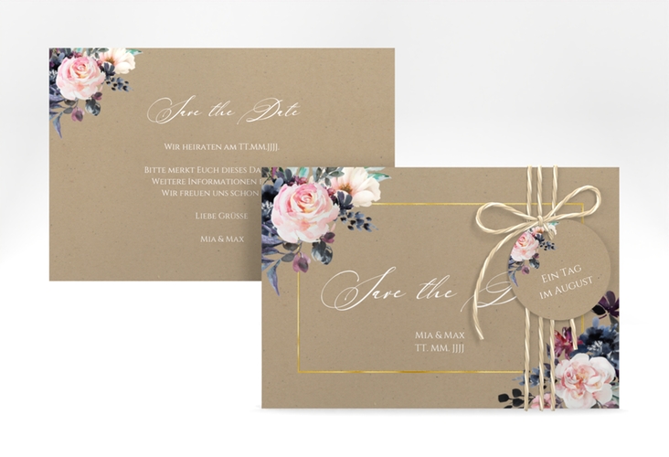Save the Date-Karte Abendlicht A6 Karte quer gold