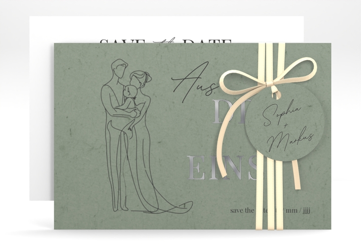 Save the Date-Karte Vereint A6 Karte quer silber