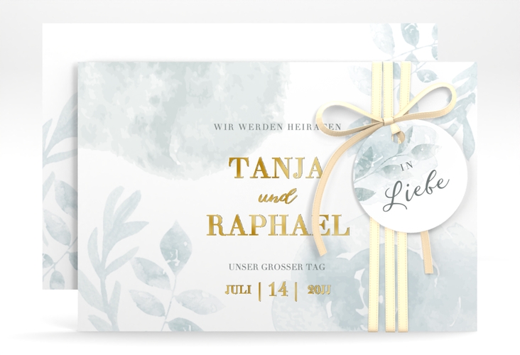 Save the Date-Karte Blätterdruck A6 Karte quer gold