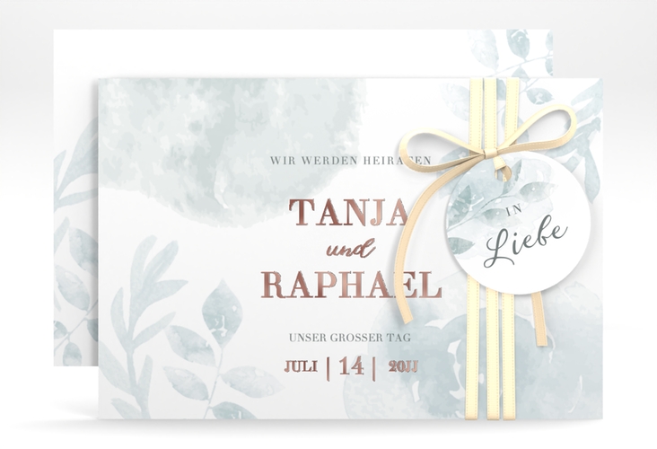 Save the Date-Karte Blätterdruck A6 Karte quer rosegold