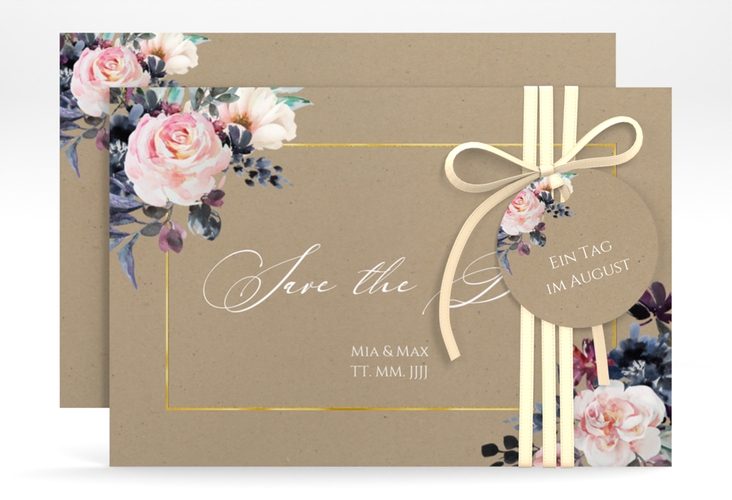 Save the Date-Karte Abendlicht A6 Karte quer gold