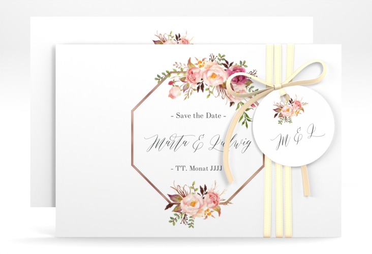 Save the Date-Karte Prachtvoll A6 Karte quer rosegold