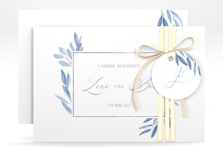 Save the Date-Karte Classicblue A6 Karte quer silber