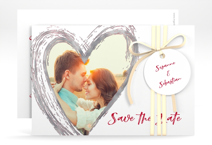 Save the Date-Karte Liebe A6 Karte quer silber