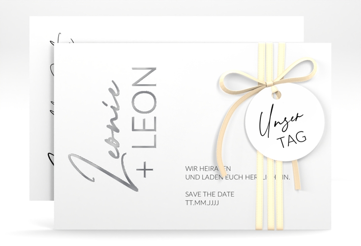 Save the Date-Karte Your Name A6 Karte quer silber