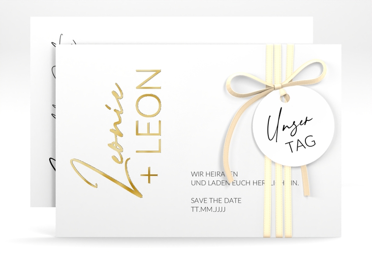 Save the Date-Karte Your Name A6 Karte quer gold