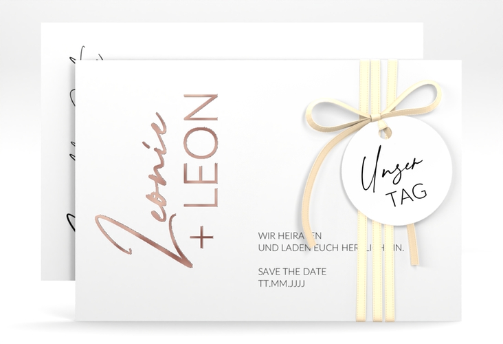 Save the Date-Karte Your Name A6 Karte quer rosegold