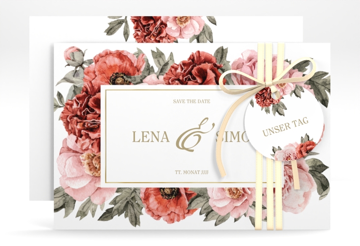 Save the Date-Karte Amapola A6 Karte quer gold