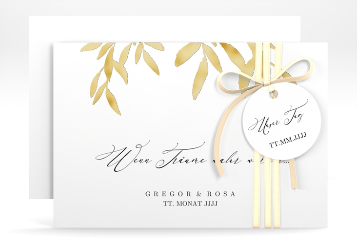 Save the Date-Karte Demure A6 Karte quer gold