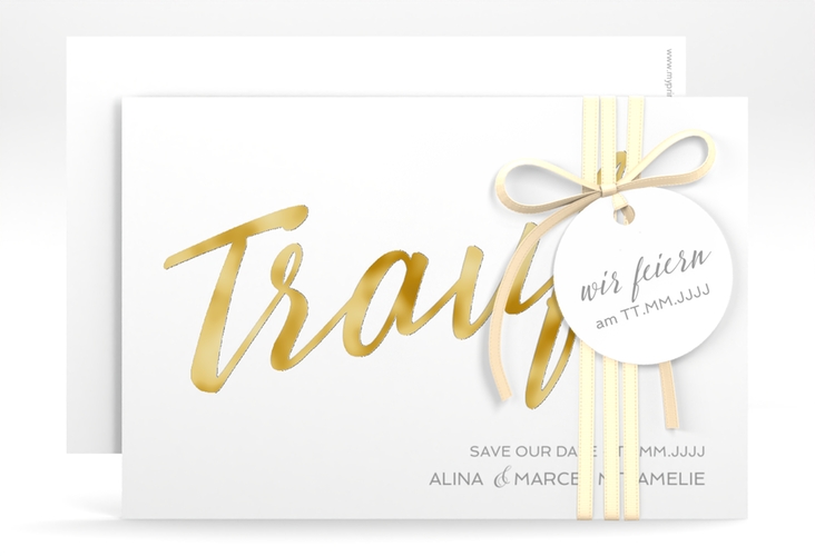 Save the Date-Karte Traufe A6 Karte quer gold
