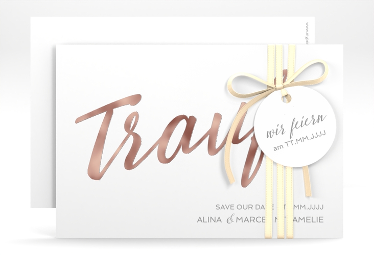 Save the Date-Karte Traufe A6 Karte quer rosegold