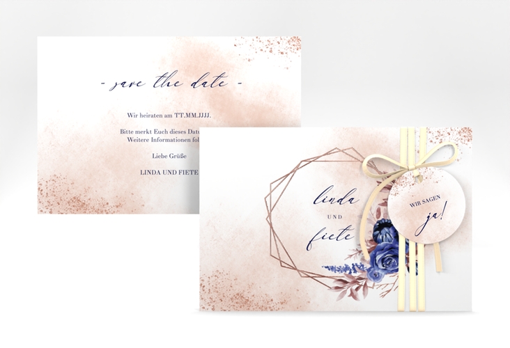 Save the Date-Karte Saphir A6 Karte quer rosegold