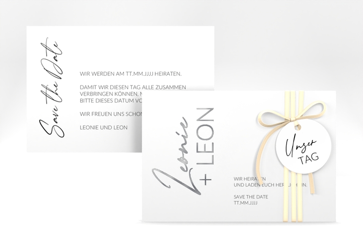 Save the Date-Karte Your Name A6 Karte quer silber