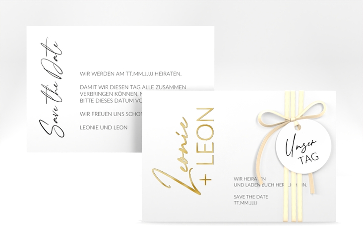 Save the Date-Karte Your Name A6 Karte quer gold