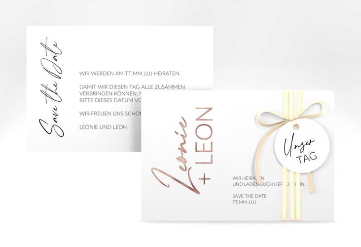 Save the Date-Karte Your Name A6 Karte quer rosegold