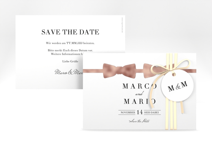 Save the Date-Karte Suits A6 Karte quer rosegold