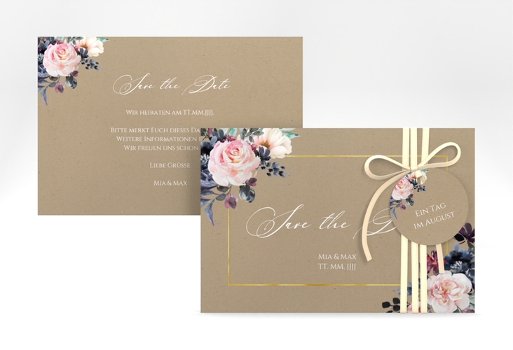 Save the Date-Karte Abendlicht A6 Karte quer gold