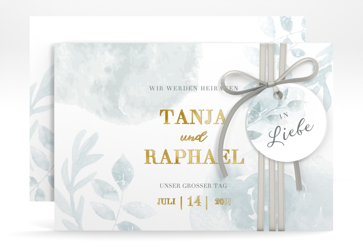 Save the Date-Karte Blätterdruck A6 Karte quer gold