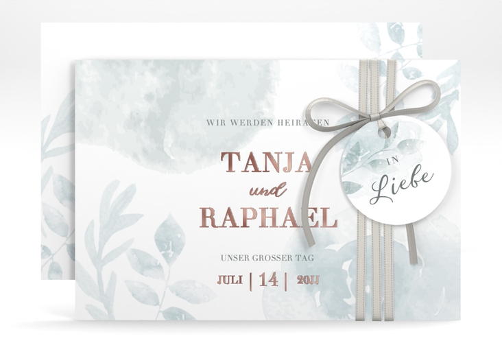 Save the Date-Karte Blätterdruck A6 Karte quer rosegold