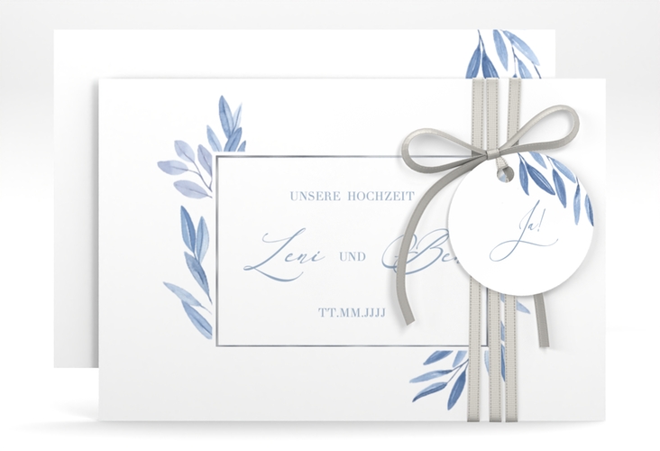 Save the Date-Karte Classicblue A6 Karte quer silber
