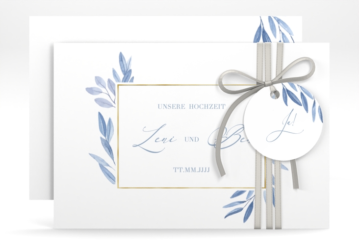 Save the Date-Karte Classicblue A6 Karte quer gold