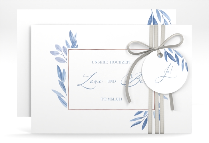 Save the Date-Karte Classicblue A6 Karte quer rosegold