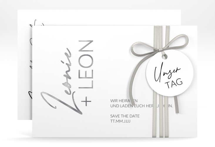 Save the Date-Karte Your Name A6 Karte quer silber