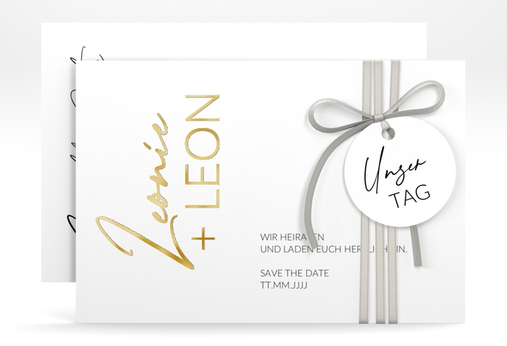 Save the Date-Karte Your Name A6 Karte quer gold