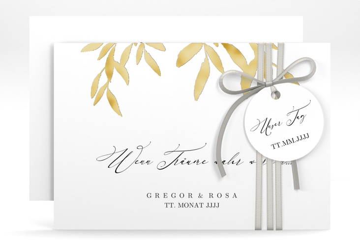 Save the Date-Karte Demure A6 Karte quer gold