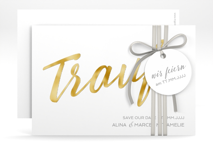 Save the Date-Karte Traufe A6 Karte quer gold