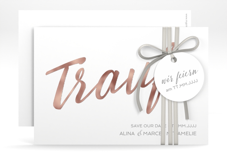 Save the Date-Karte Traufe A6 Karte quer rosegold