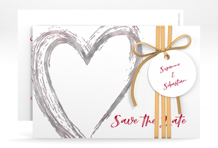 Save the Date-Karte Liebe A6 Karte quer silber