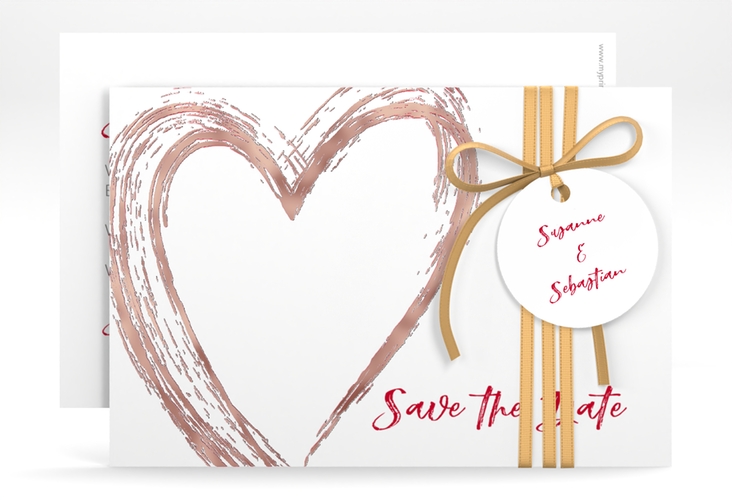 Save the Date-Karte Liebe A6 Karte quer rosegold