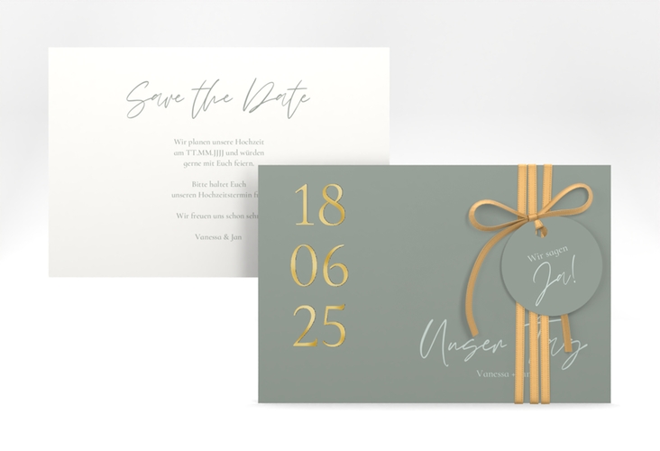 Save the Date-Karte Day A6 Karte quer gold mit Datum im minimalistischen Design