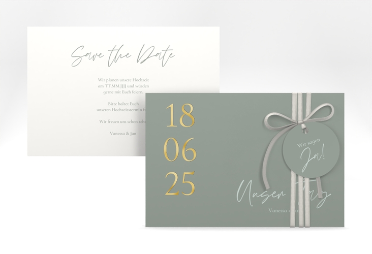Save the Date-Karte Day A6 Karte quer gold mit Datum im minimalistischen Design