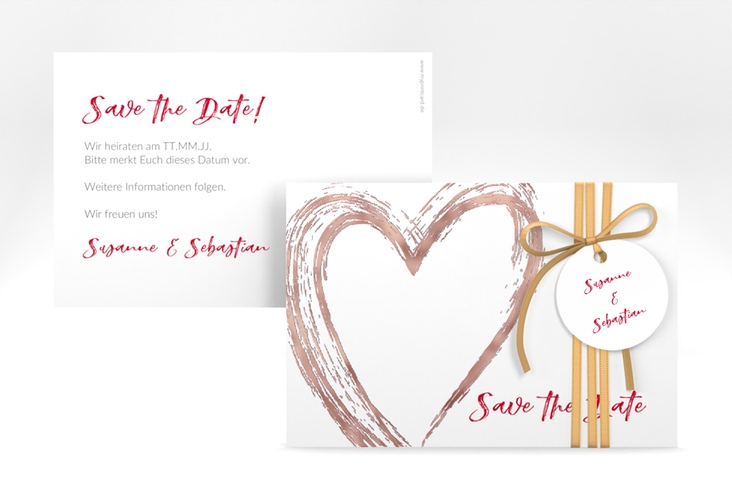 Save the Date-Karte Liebe A6 Karte quer rosegold